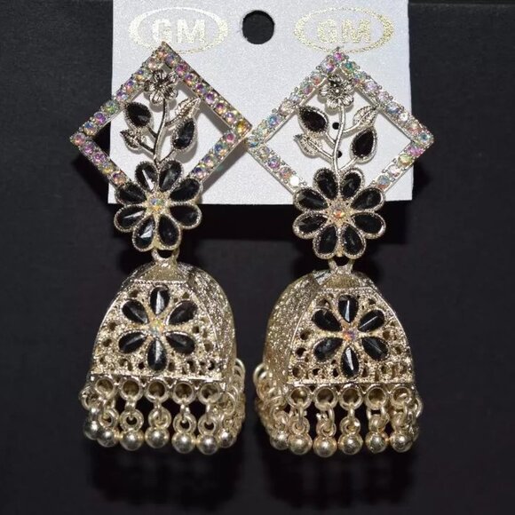 Fancy Indian Style Earrings. Gold Plated. Fashion Costume.Brand New Jewelry - Picture 1 of 2